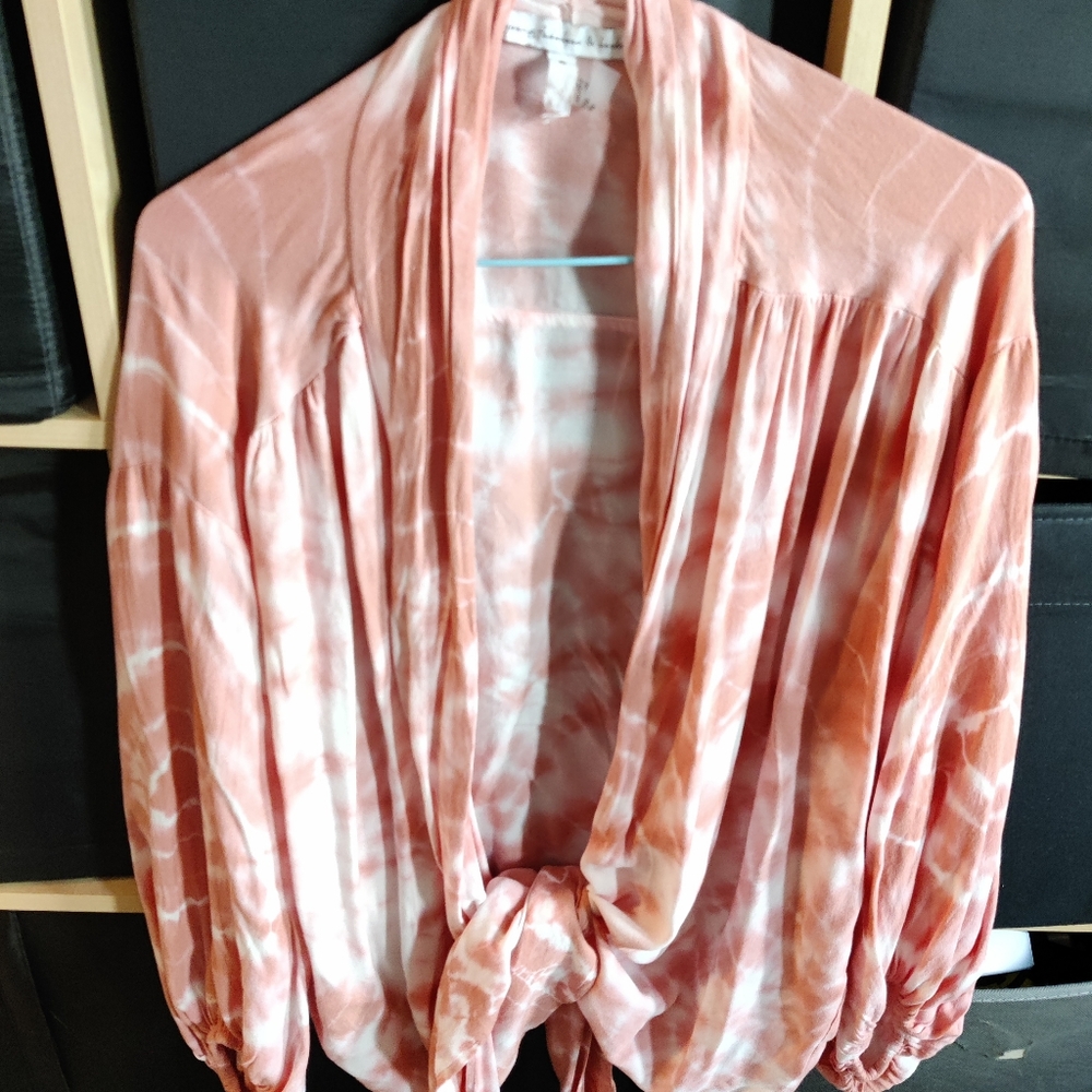 summer pink tye die wrap shirt cover up